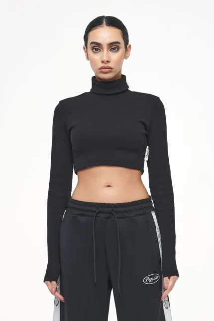 Zito Rib Cropped Turtleneck Longsleeve Black