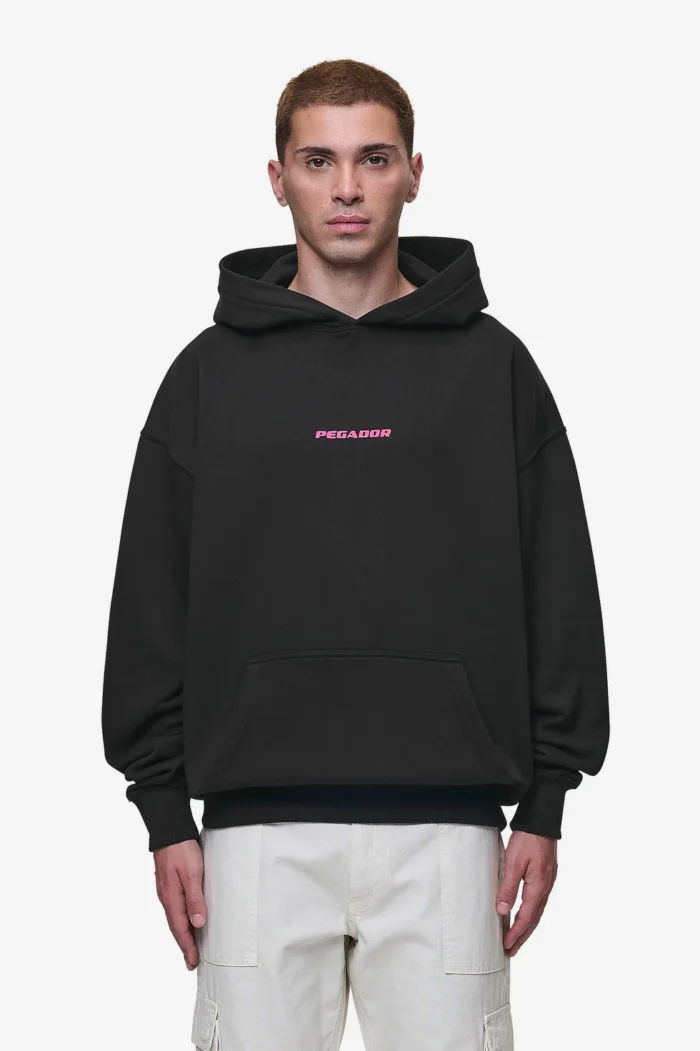 Colne Logo Oversized Hoodie Washed Black Virtual Pink