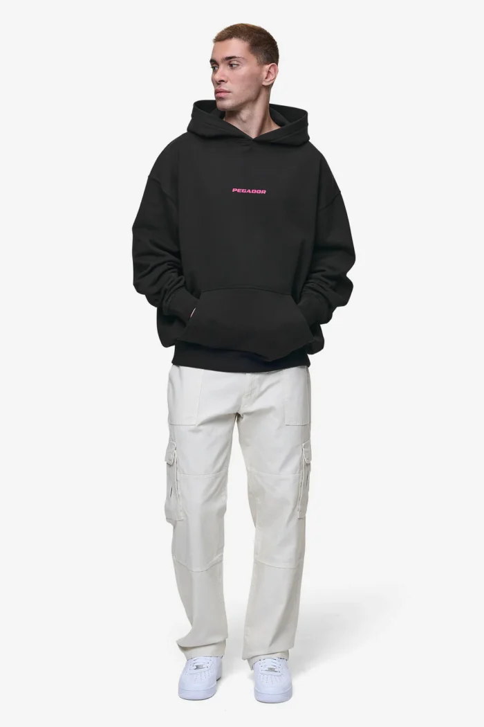 Colne Logo Oversized Hoodie Washed Black Virtual Pink