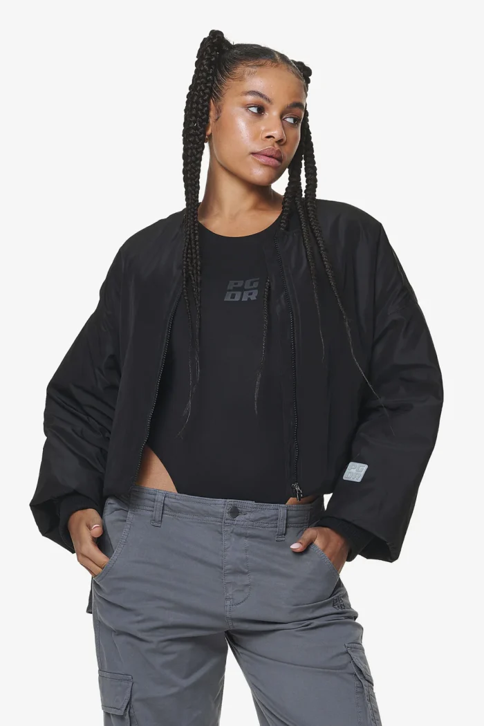 Floro Volume Puffer Bomber Jacket Black