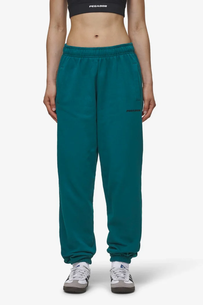 Villa High Waisted Sweat Pants Washed Urban Turquoise Black Gum