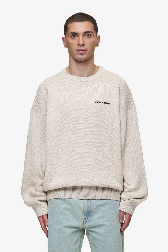 Logo Oversized Knit Sweater Light Beige