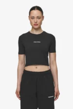 Ines Cropped Baby Tee Black White Gum