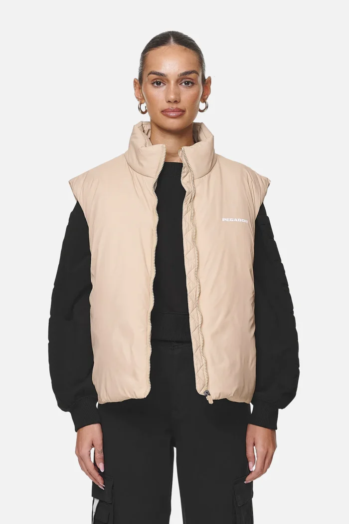 Wilton Cropped Oversized Vest Safari Sand