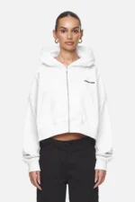 Marla Cropped Zip Hoodie White Black Gum