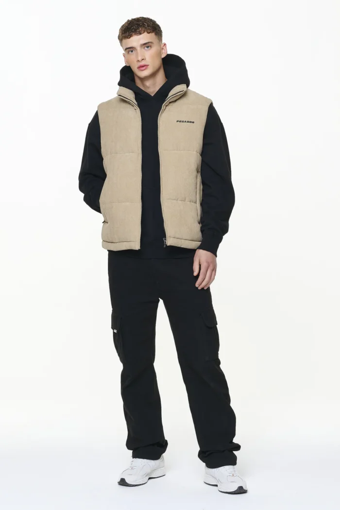 Bardon Cord Puffer Vest Sand