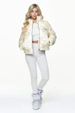 Royal Marble Puffer Jacket Bone White Fossil Taupe