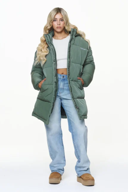 Downing Crushed Oversized Puffer Coat Garden Green