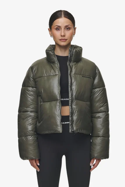 Georgia Light Glossy Puffer Jacket Mud Olive