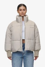 Jara Oversized Boxy Puffer Jacket Beige