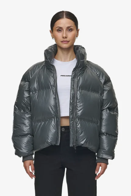 Henra Crushed Glossy Oversized Raglan Puffer Jacket Anthracite